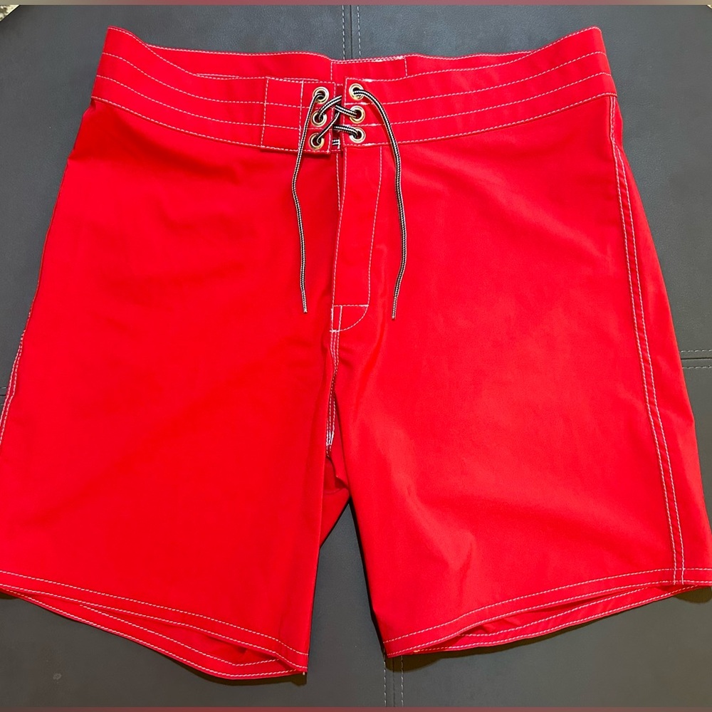 Birdwell Beach Britches Men’s Board Shorts Red/White Stitching Size 34 NWOT